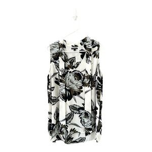 Who What Wear Black Floral Front Tie Tunic Tank Dress Size Large